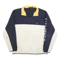 NAUTICA Mens Navy & Cream Colourblock Pullover Jumper XL Polyester Half Zip