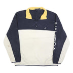 NAUTICA Mens Navy & Cream Colourblock Pullover Jumper XL Polyester Half Zip