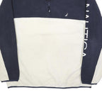 NAUTICA Mens Navy & Cream Colourblock Pullover Jumper XL Polyester Half Zip