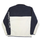 NAUTICA Mens Navy & Cream Colourblock Pullover Jumper XL Polyester Half Zip