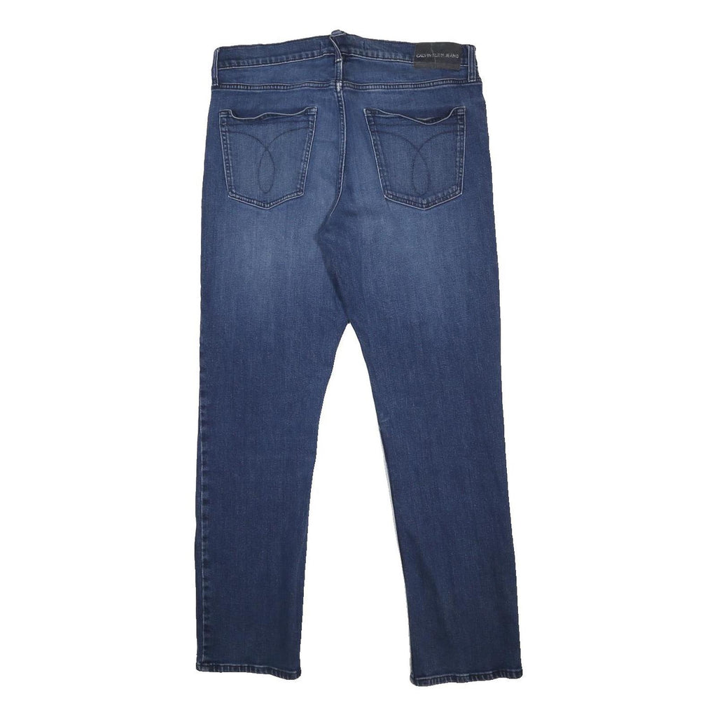 CALVIN KLEIN JEANS Mens Regular Fit Blue Denim Jeans W34 L31 Button Closure