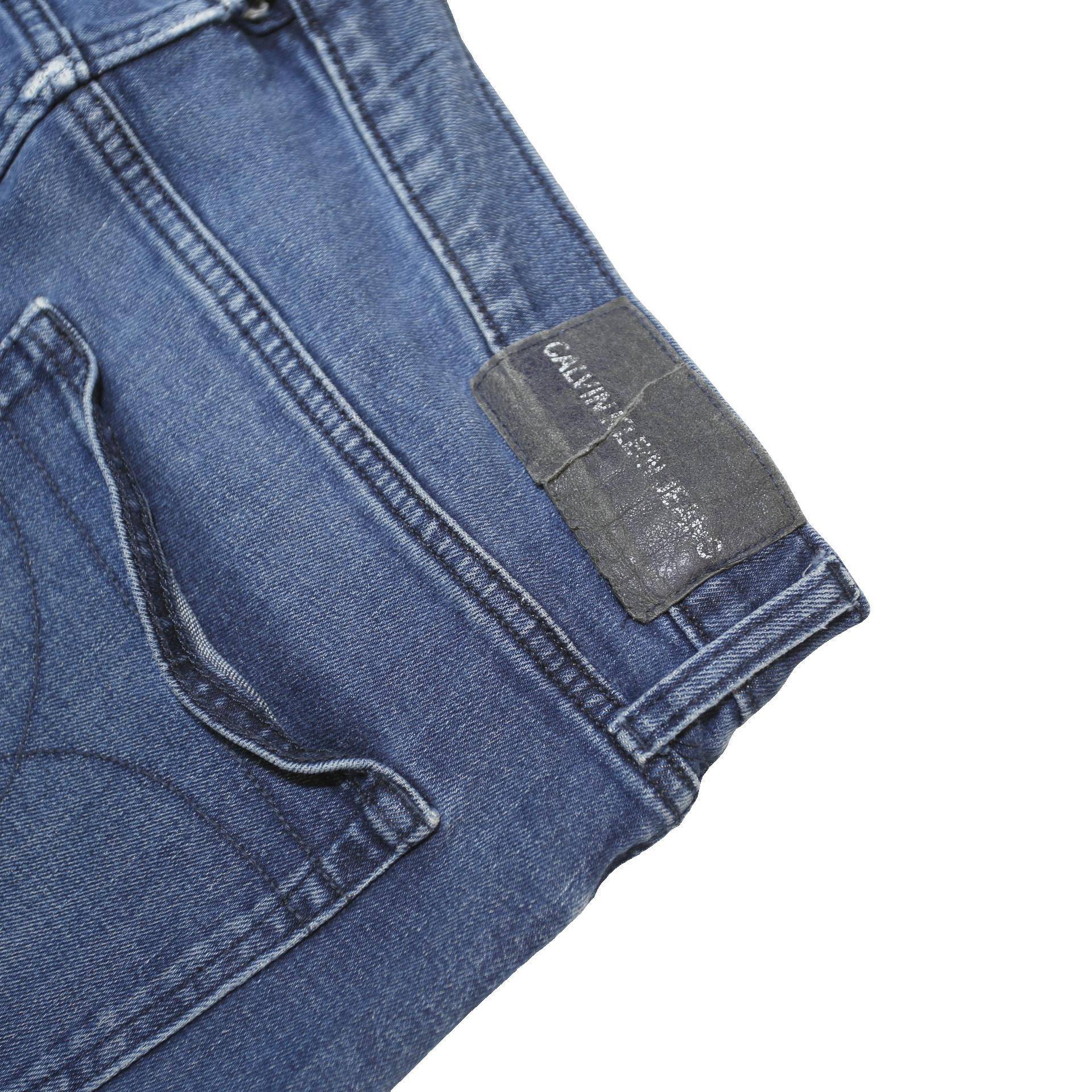 CALVIN KLEIN JEANS Mens Regular Fit Blue Denim Jeans W34 L31 Button Closure