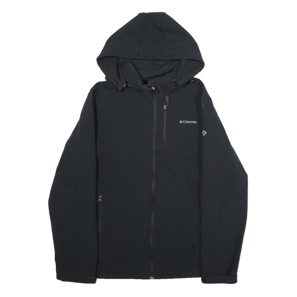 COLUMBIA Mens Black Jacket M Polyester Zip Hooded Softshell Outdoor