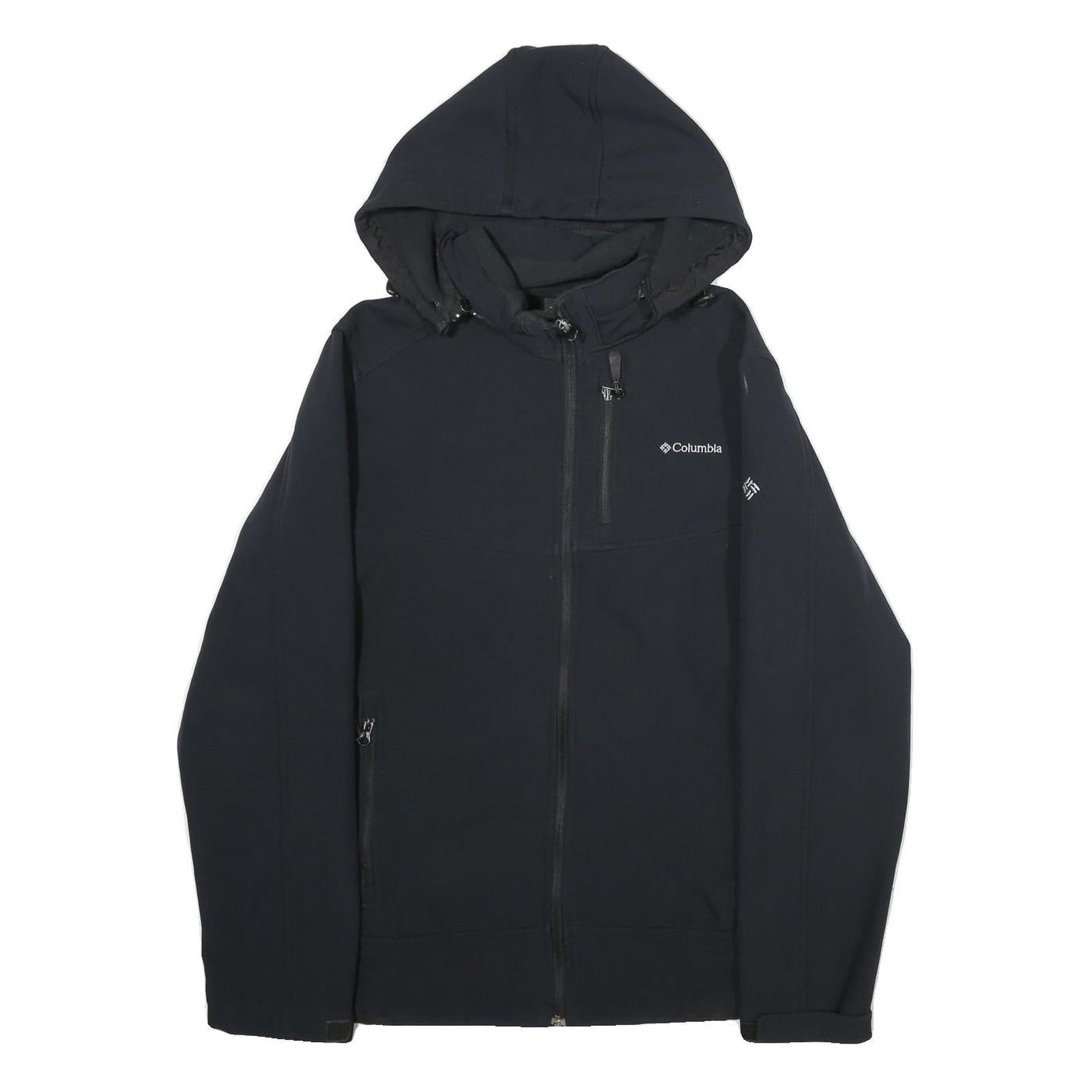 COLUMBIA Mens Black Jacket M Polyester Zip Hooded Softshell Outdoor