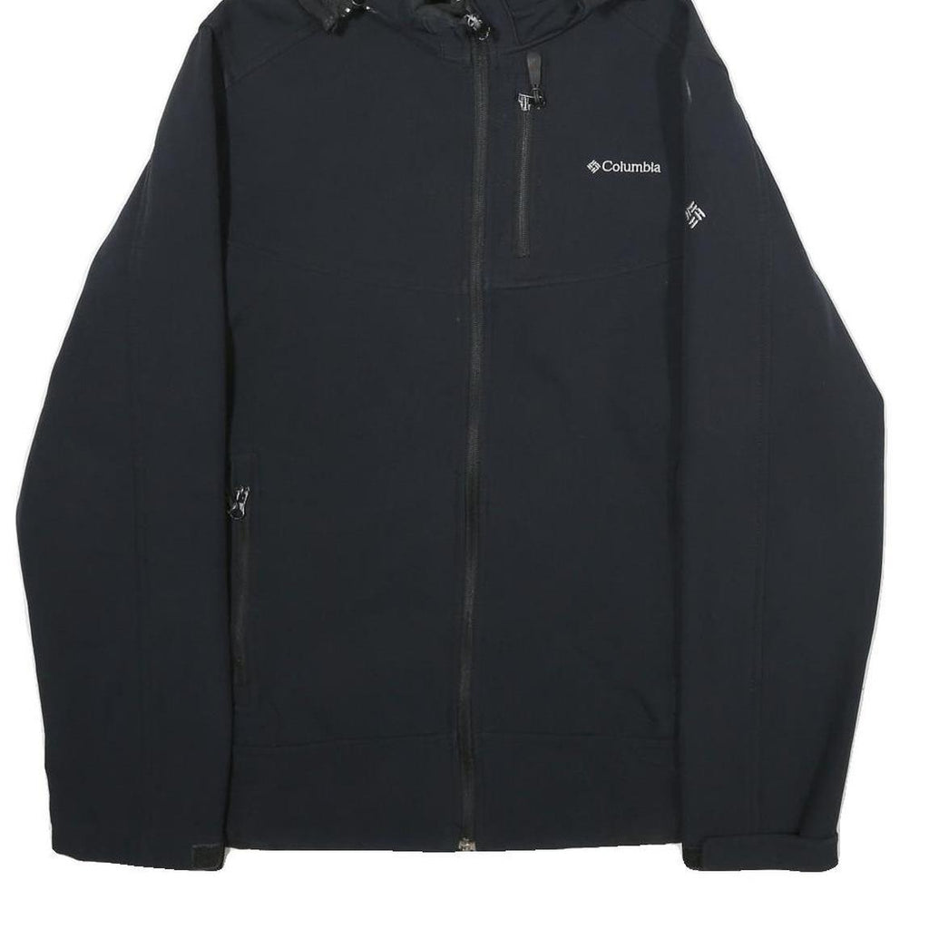 COLUMBIA Mens Black Jacket M Polyester Zip Hooded Softshell Outdoor