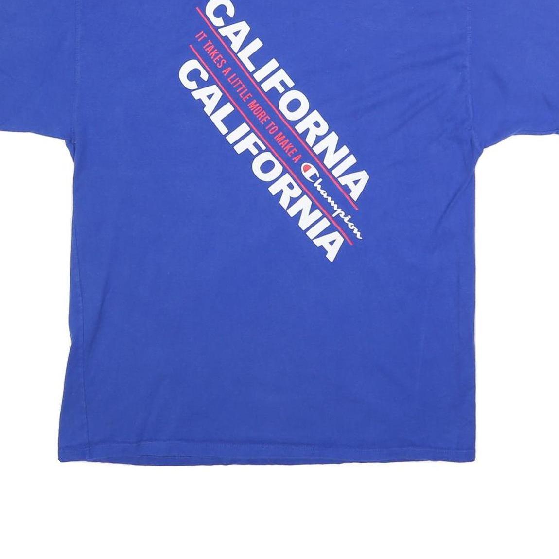 CHAMPION Mens Blue California Graphic T-Shirt L Short Sleeve Crew Neck Cotton