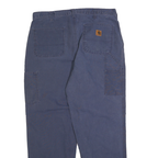 CARHARTT Mens Cotton Blend Navy Blue Regular Straight Trousers W36 L32 Workwear