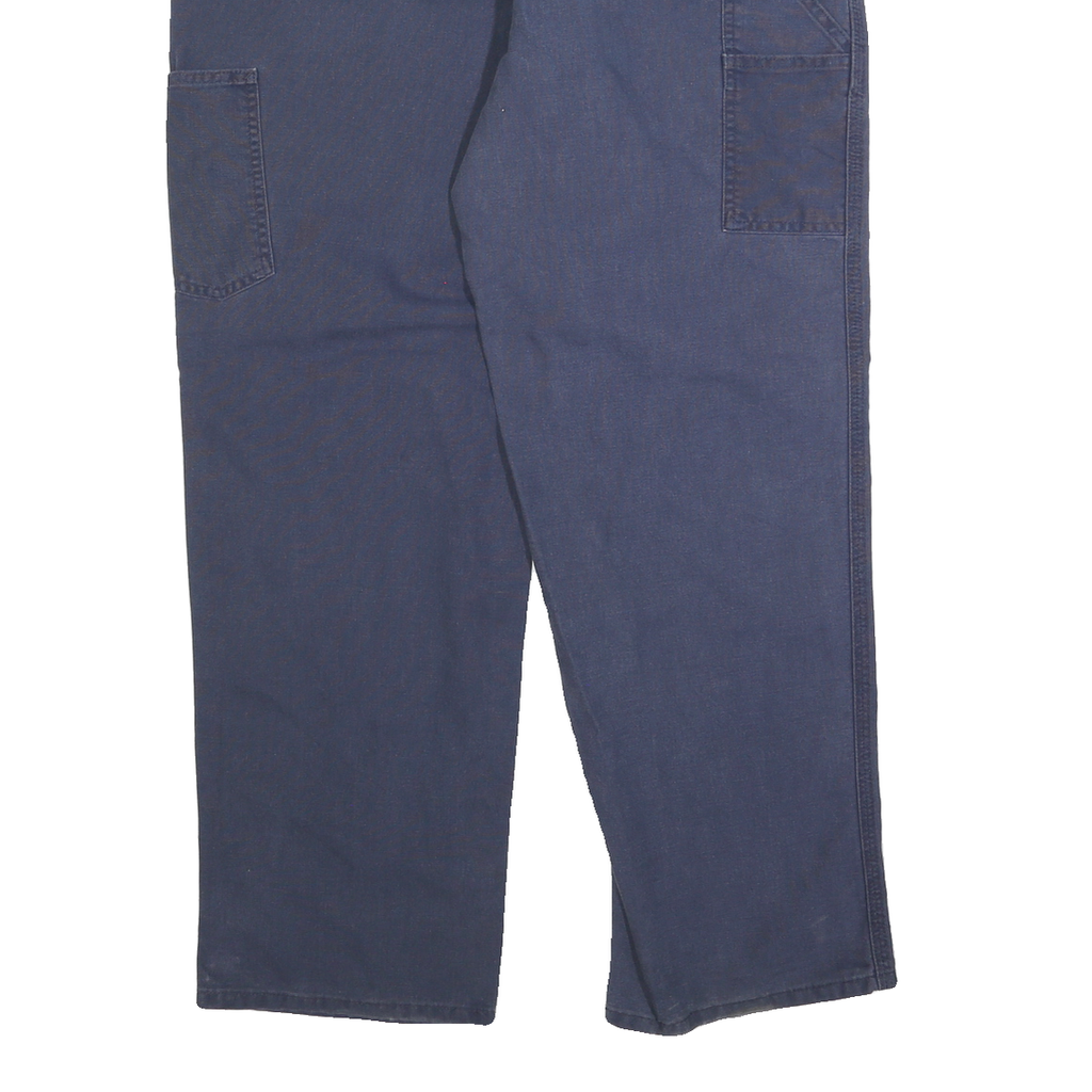 CARHARTT Mens Cotton Blend Navy Blue Regular Straight Trousers W36 L32 Workwear