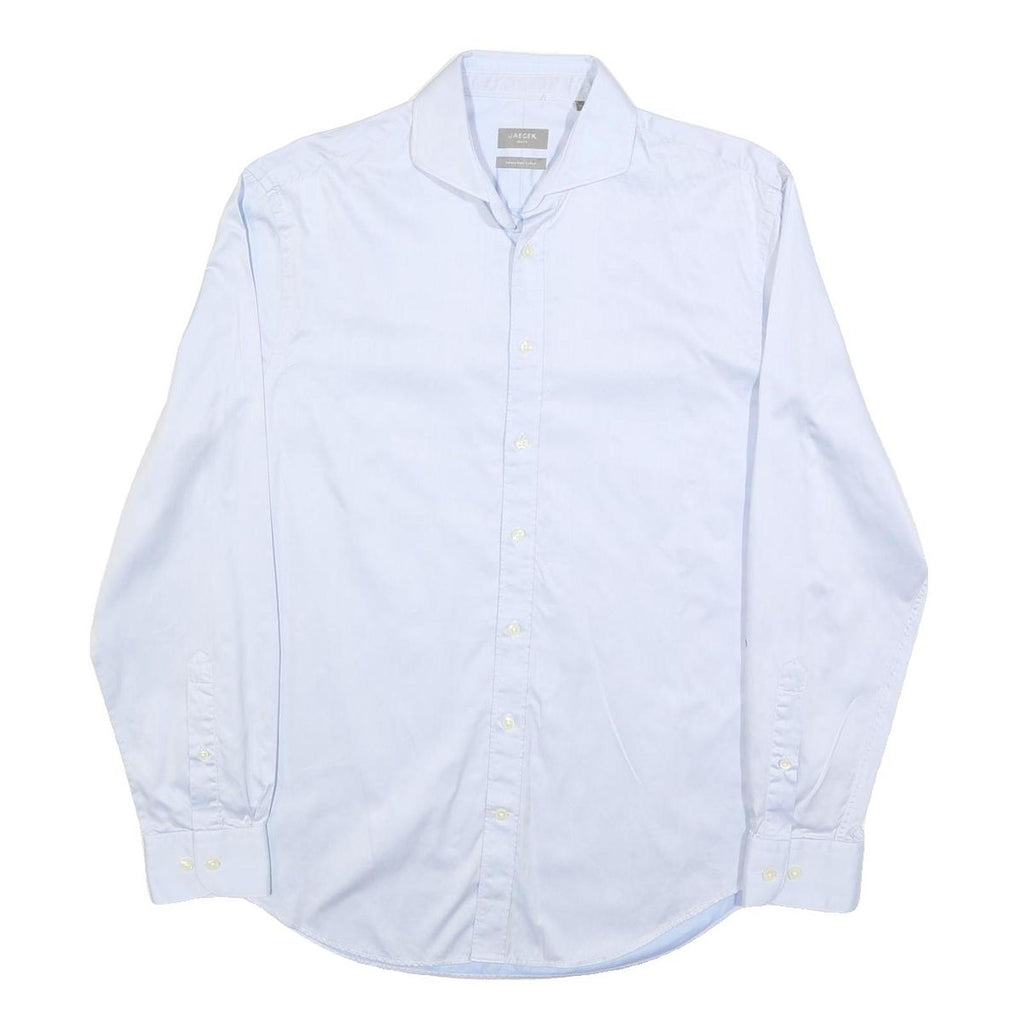JAEGER Mens White Classic Shirt L Cotton Blend Button Down Casual Formal