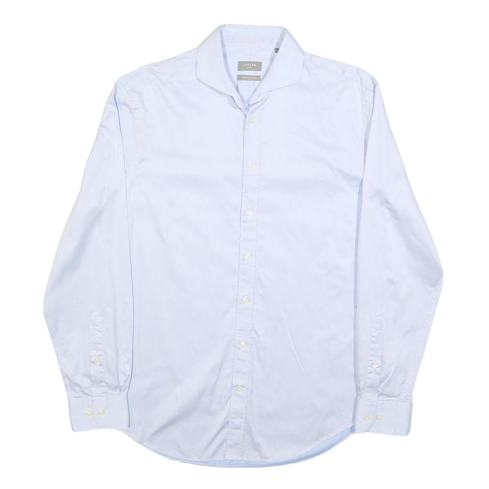 JAEGER Mens White Classic Shirt L Cotton Blend Button Down Casual Formal
