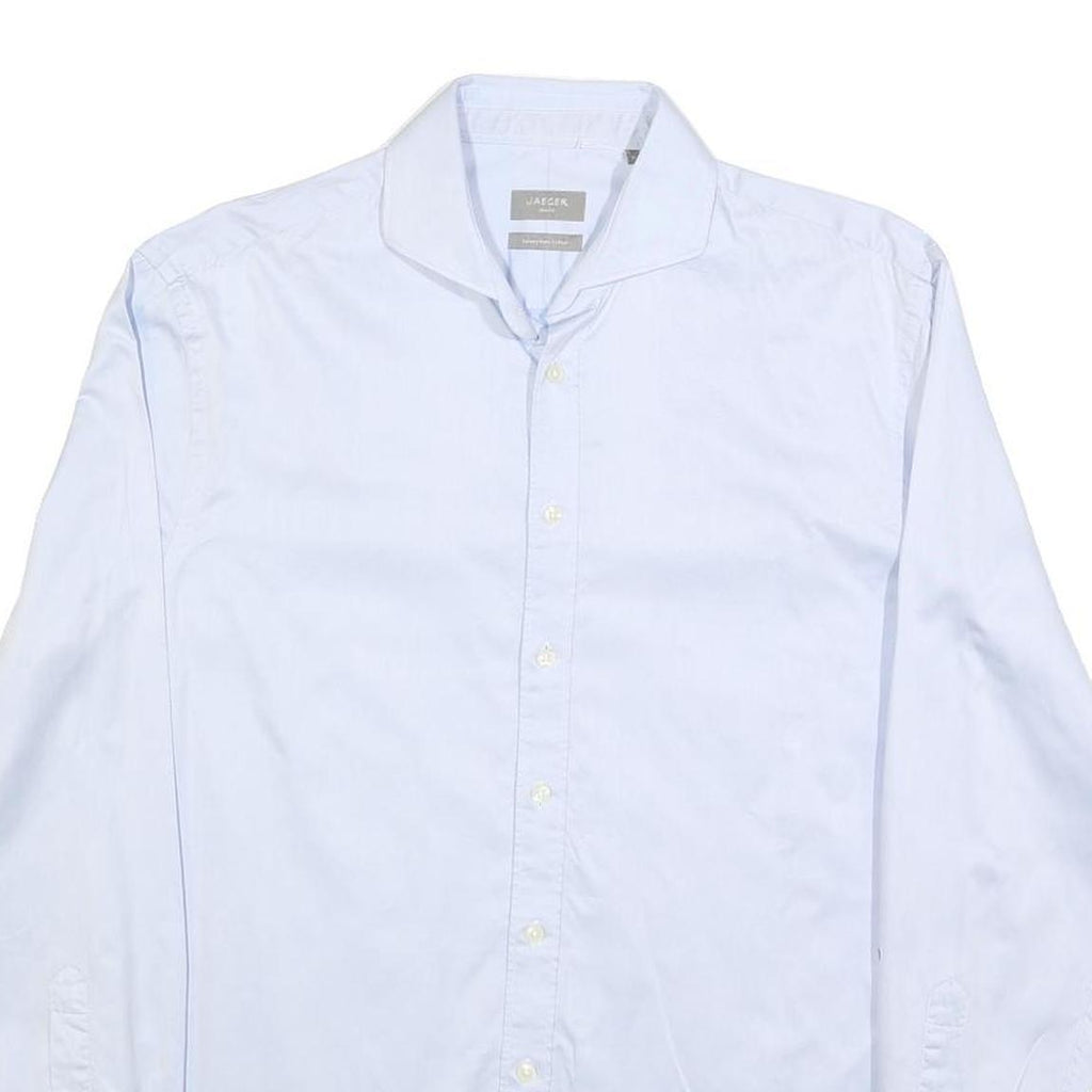 JAEGER Mens White Classic Shirt L Cotton Blend Button Down Casual Formal