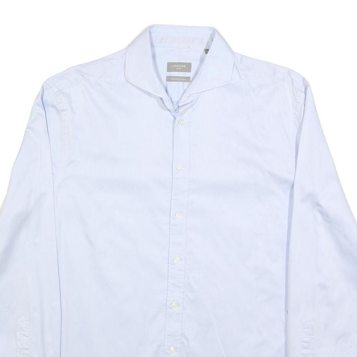 JAEGER Mens White Classic Shirt L Cotton Blend Button Down Casual Formal