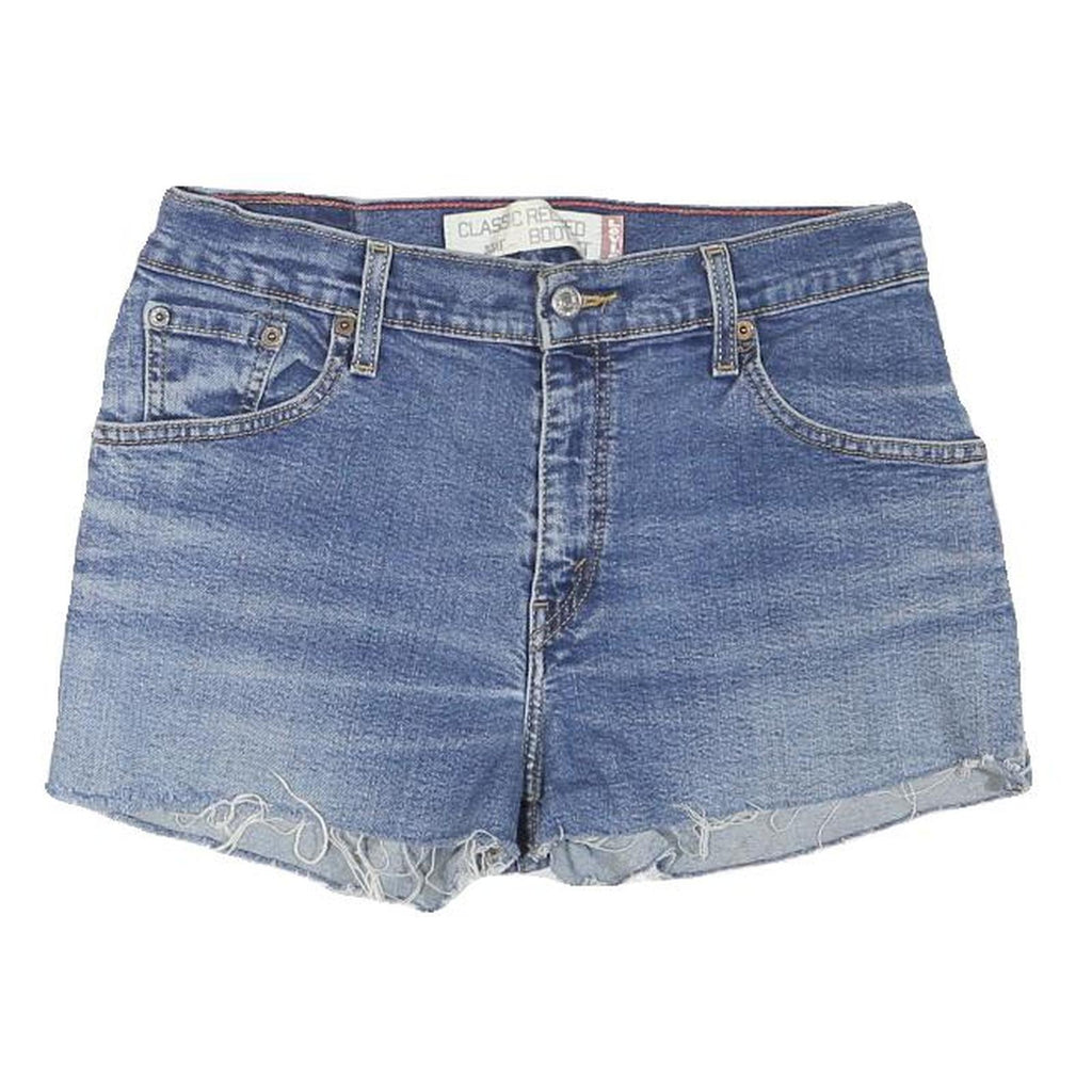 LEVI'S Womens Blue Denim Casual Shorts M W30 Classic Bootcut Frayed Hem