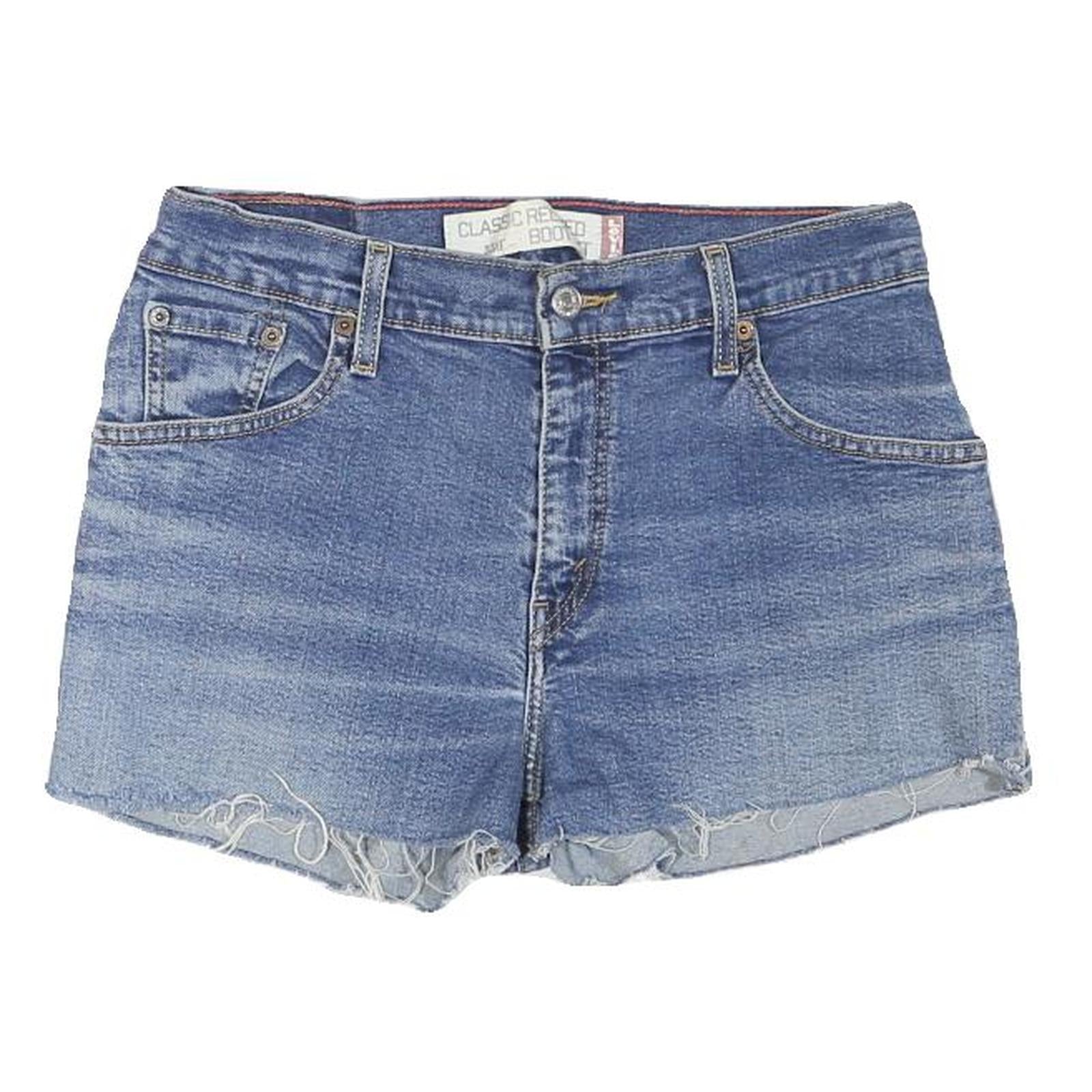 LEVI'S Womens Blue Denim Casual Shorts M W30 Classic Bootcut Frayed Hem