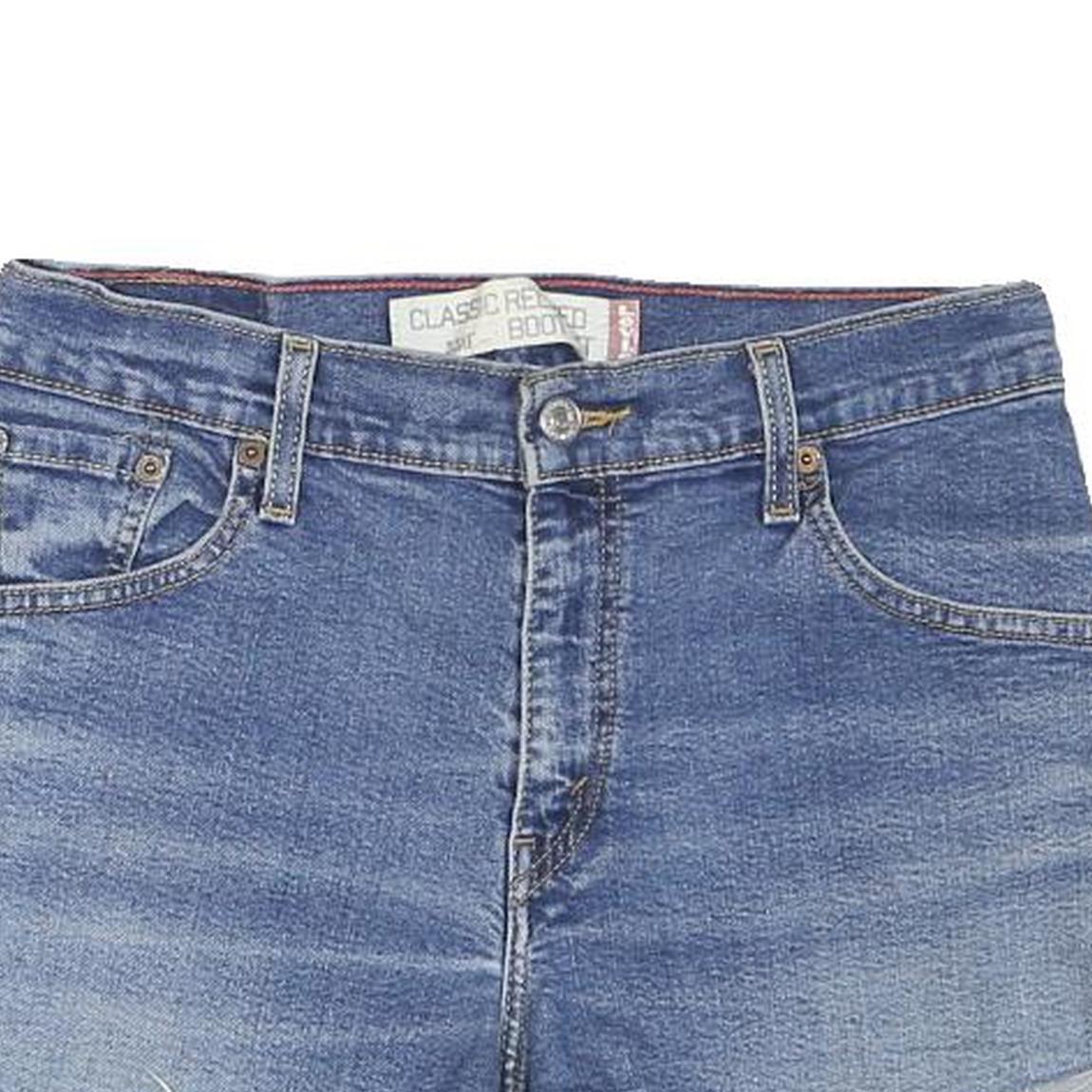 LEVI'S Womens Blue Denim Casual Shorts M W30 Classic Bootcut Frayed Hem