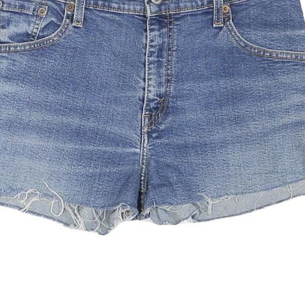LEVI'S Womens Blue Denim Casual Shorts M W30 Classic Bootcut Frayed Hem