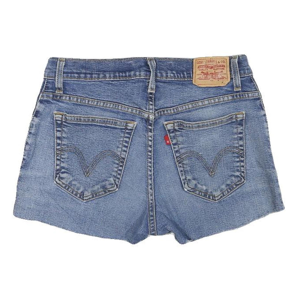 LEVI'S Womens Blue Denim Casual Shorts M W30 Classic Bootcut Frayed Hem