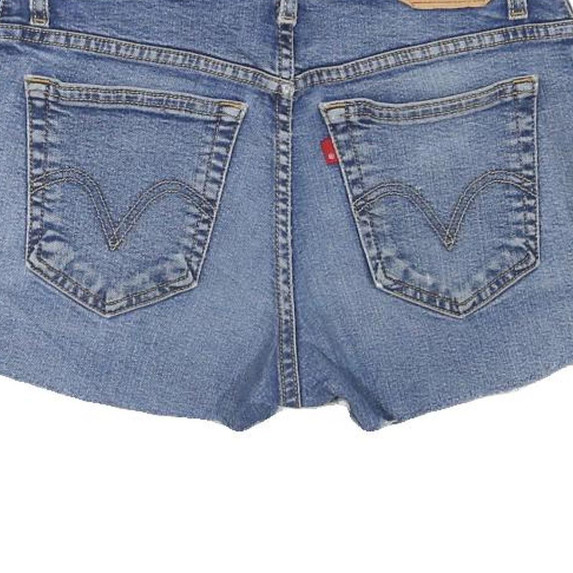 LEVI'S Womens Blue Denim Casual Shorts M W30 Classic Bootcut Frayed Hem