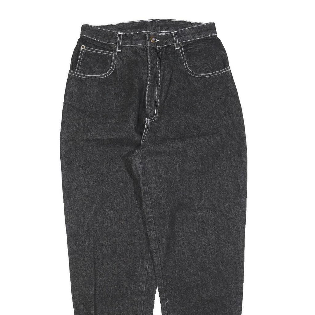 IN FASHION Womens Jeans Black Regular Tapered Denim Medium W26 L28 Button Detail
