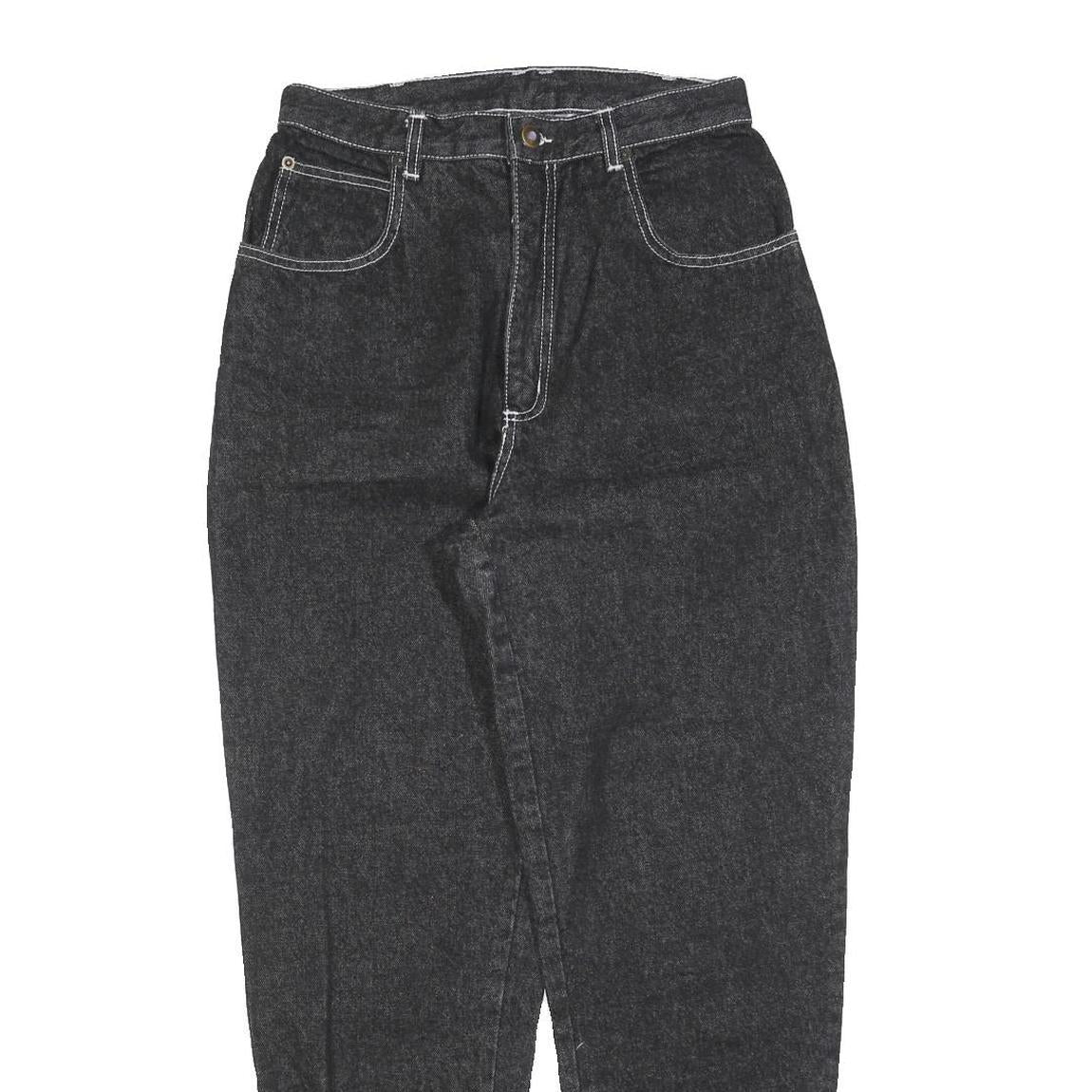 IN FASHION Womens Jeans Black Regular Tapered Denim Medium W26 L28 Button Detail