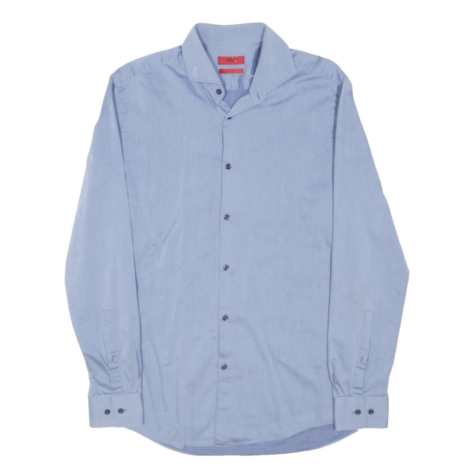 HUGO BOSS Mens Blue Shirt M Cotton Blend Smart Casual Office Wear