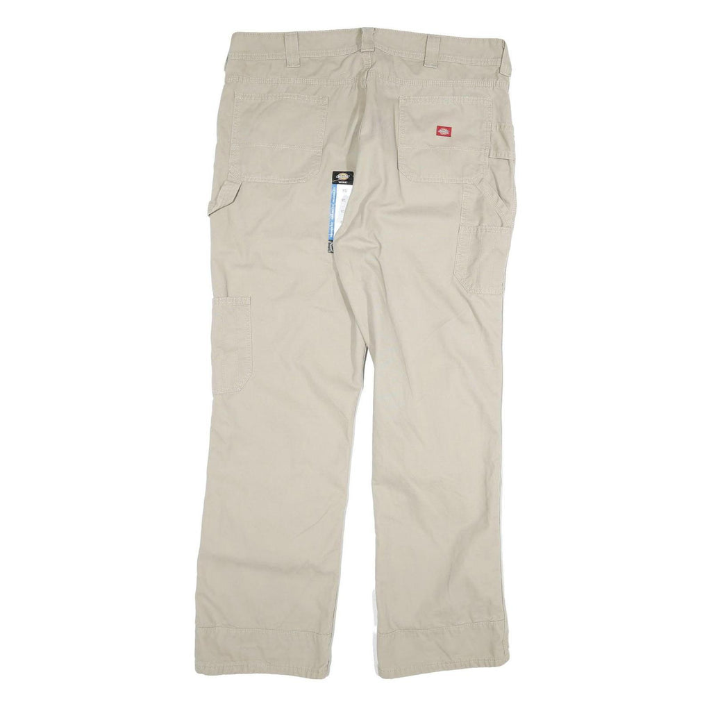 DICKIES Womens Regular Beige Cotton Blend Trouser W38 L32 Workwear Casual Zip