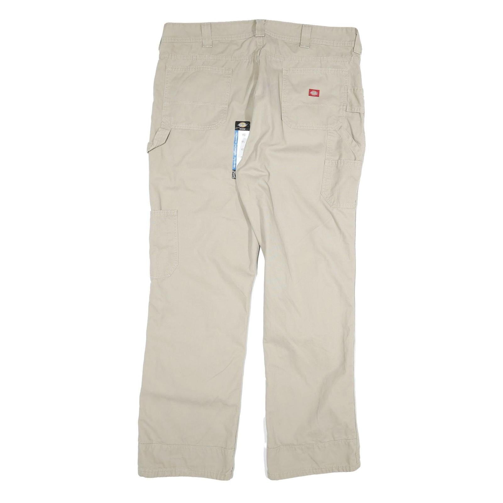 DICKIES Womens Regular Beige Cotton Blend Trouser W38 L32 Workwear Casual Zip