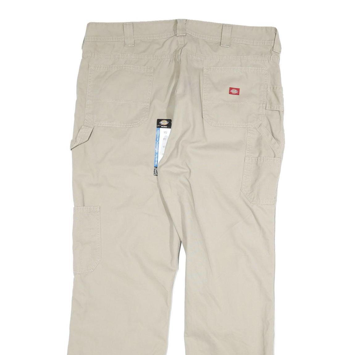 DICKIES Womens Regular Beige Cotton Blend Trouser W38 L32 Workwear Casual Zip