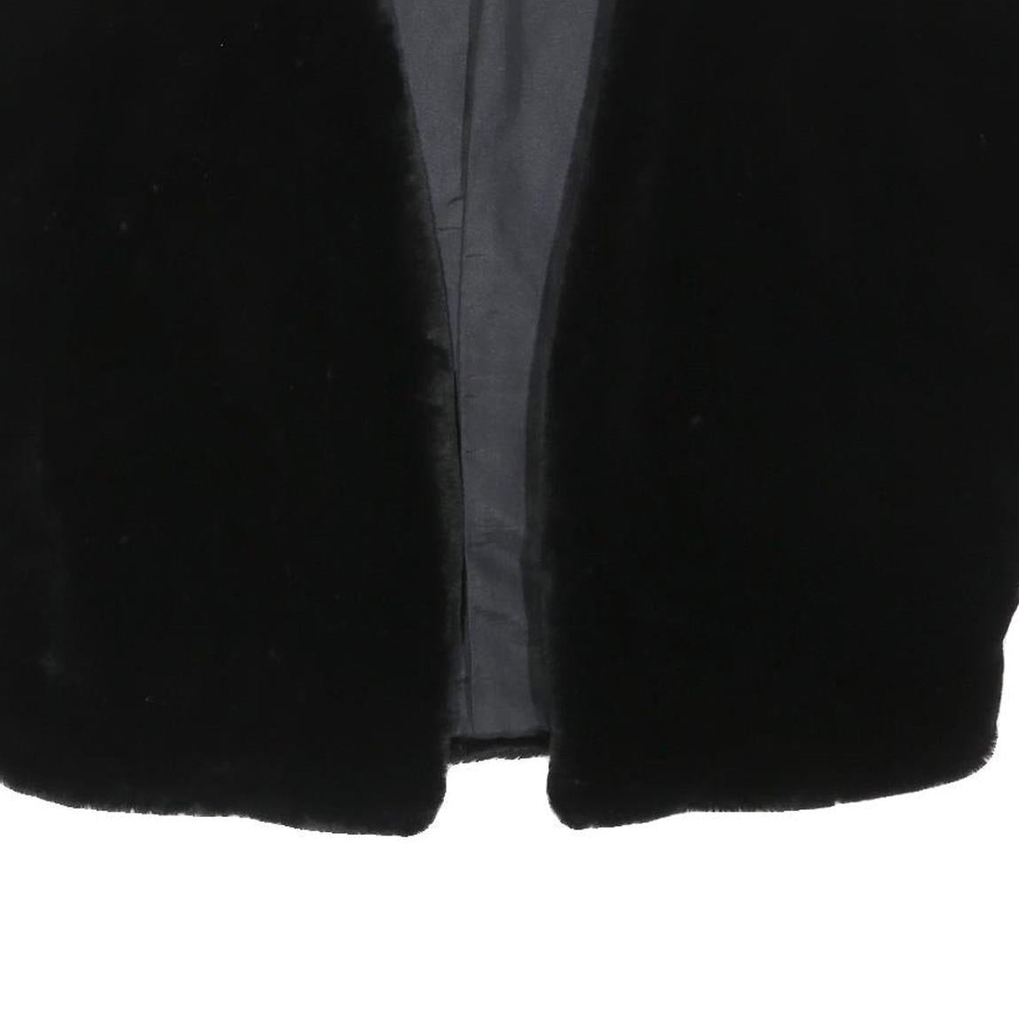 Womens Black Faux Fur Cropped Jacket L Polyester Blend Plush Soft Outerwear