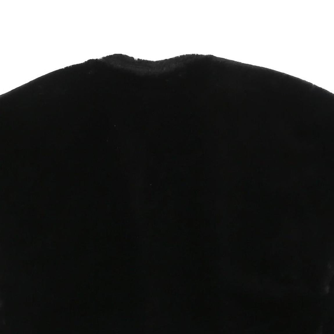 Womens Black Faux Fur Cropped Jacket L Polyester Blend Plush Soft Outerwear