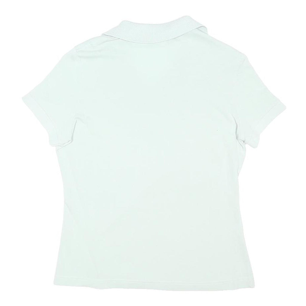 LACOSTE Womens White Short Sleeve Plain Polo Shirt L Cotton Blend Classic