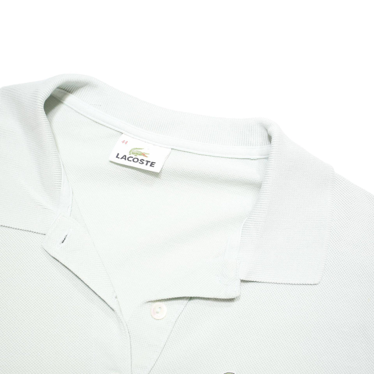 LACOSTE Womens White Short Sleeve Plain Polo Shirt L Cotton Blend Classic