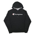 CHAMPION Mens Black Hoodie M Cotton Blend Pullover Logo Print Casual Wear