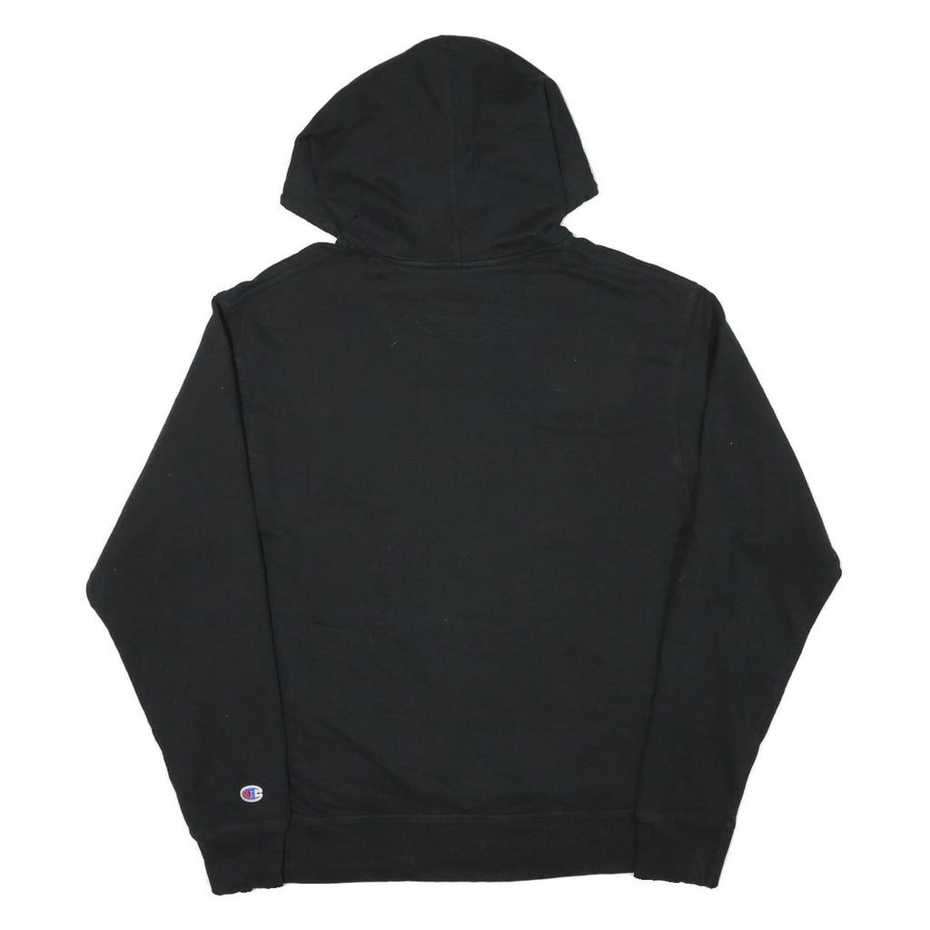 CHAMPION Mens Black Hoodie M Cotton Blend Pullover Logo Print Casual Wear