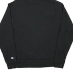 CHAMPION Mens Black Hoodie M Cotton Blend Pullover Logo Print Casual Wear