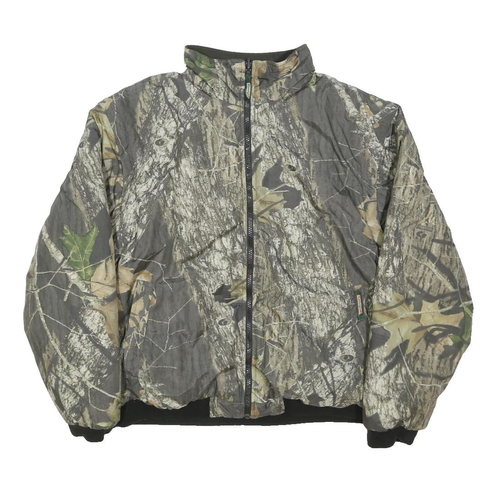 REMINGTON Mens Green & Brown Camouflage Reversible Jacket L Polyester Zip