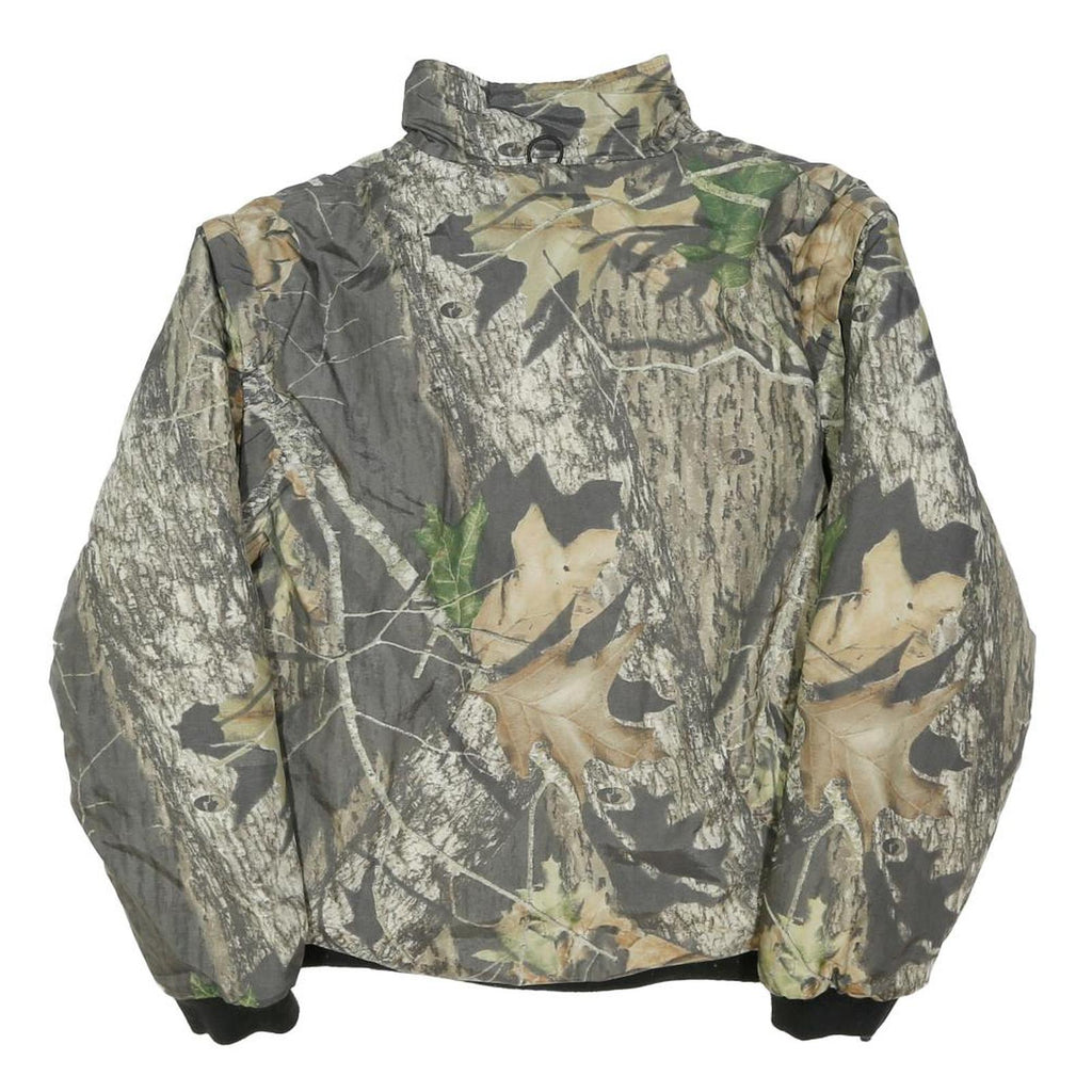 REMINGTON Mens Green & Brown Camouflage Reversible Jacket L Polyester Zip