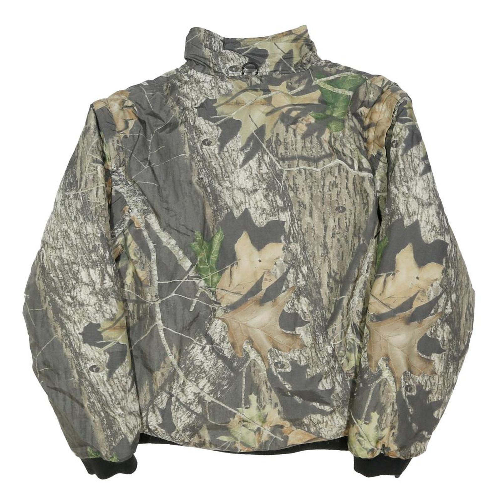 REMINGTON Mens Green & Brown Camouflage Reversible Jacket L Polyester Zip