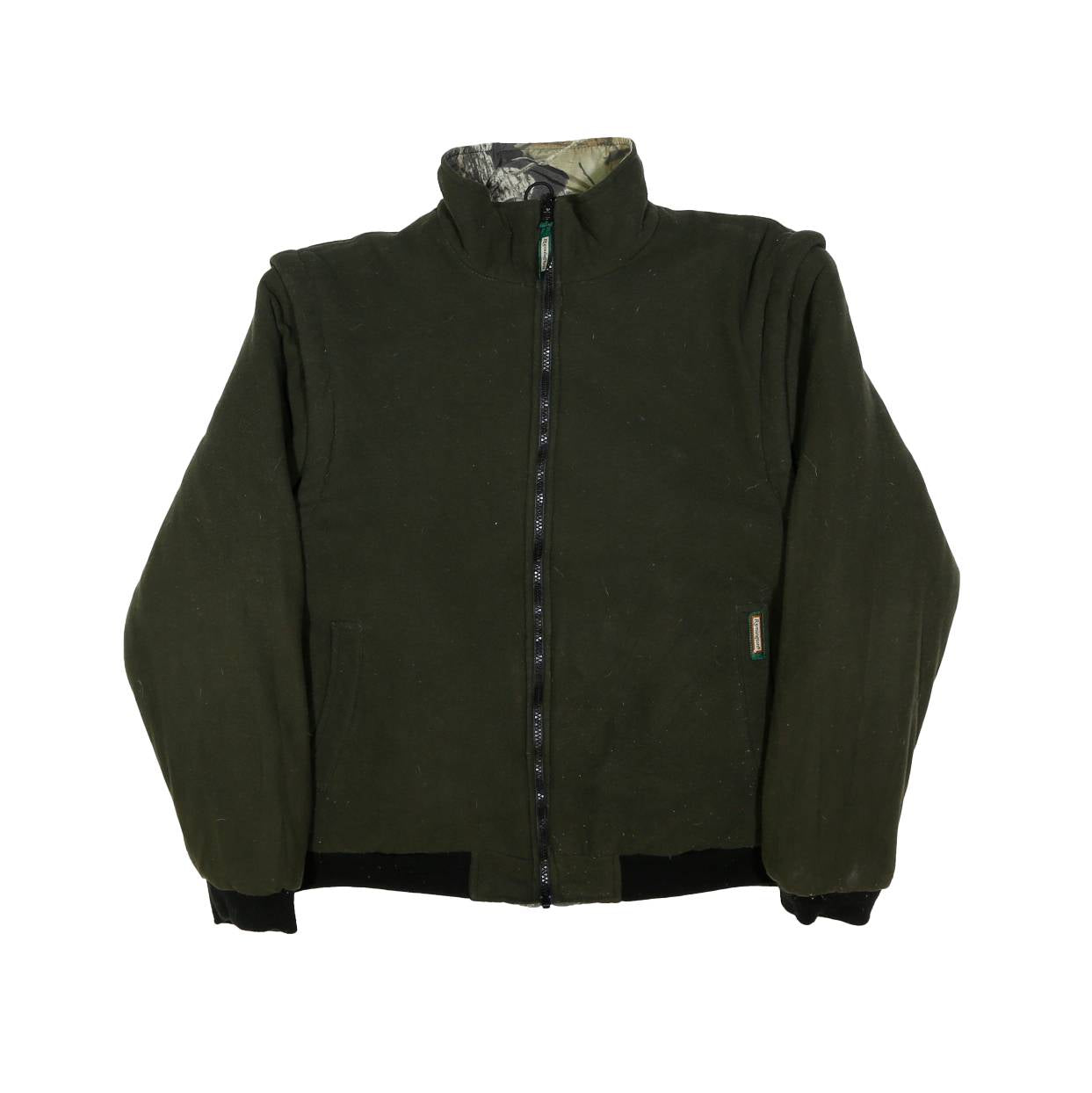 REMINGTON Mens Green & Brown Camouflage Reversible Jacket L Polyester Zip