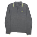 FILA Mens Grey Long Sleeve Plain L Cotton Polo Shirt Sports Casual