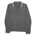 FILA Mens Grey Long Sleeve Plain L Cotton Polo Shirt Sports Casual