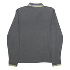 FILA Mens Grey Long Sleeve Plain L Cotton Polo Shirt Sports Casual