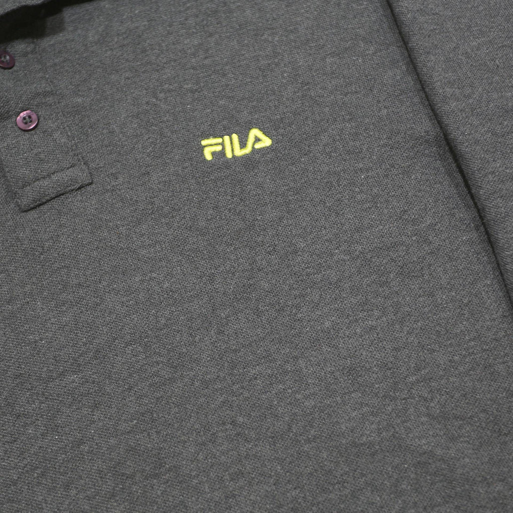 FILA Mens Grey Long Sleeve Plain L Cotton Polo Shirt Sports Casual