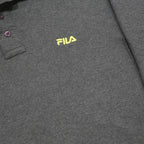 FILA Mens Grey Long Sleeve Plain L Cotton Polo Shirt Sports Casual