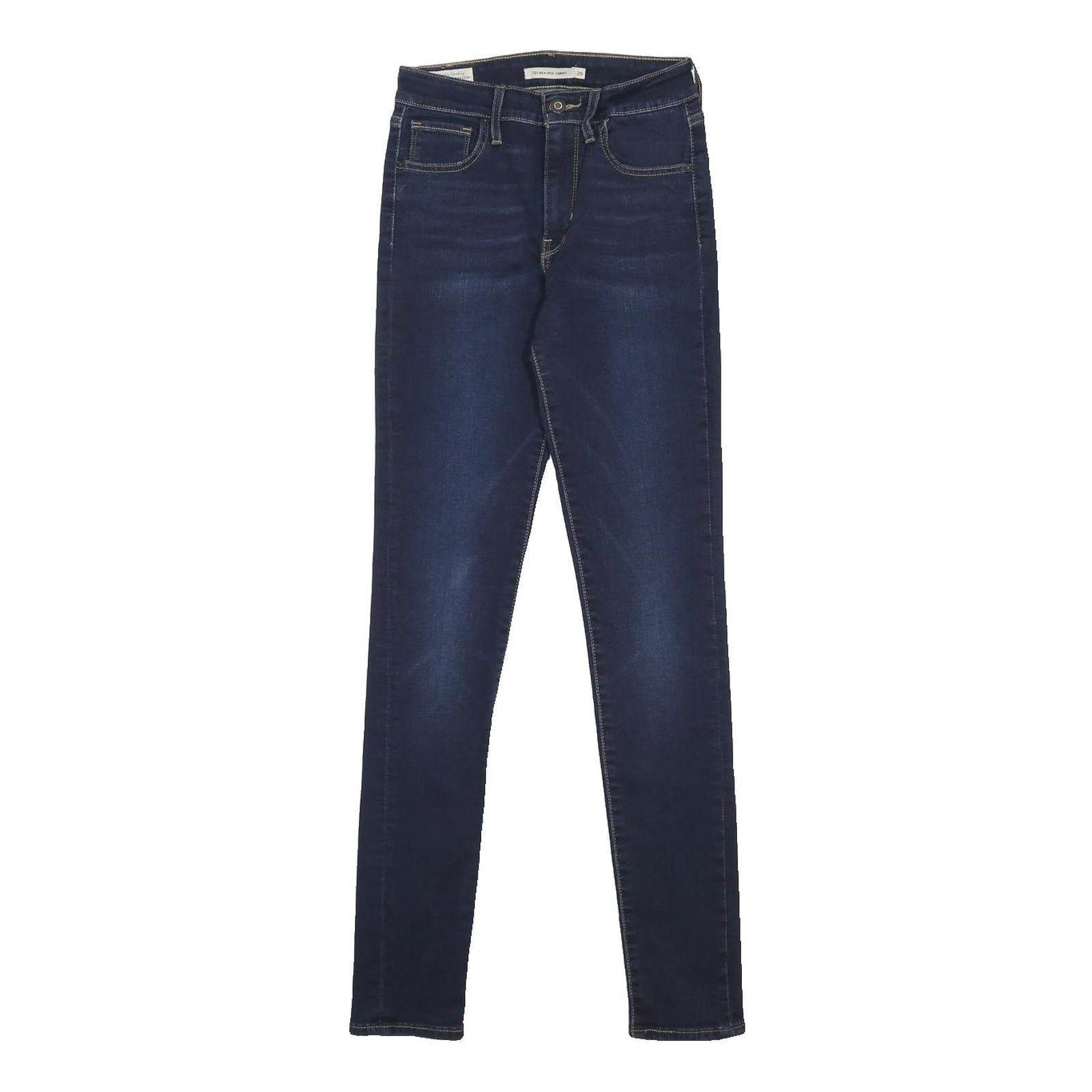 LEVI'S 721 BIG E Womens Jeans Blue Slim Skinny Denim Medium W26 L30 Classic Zip
