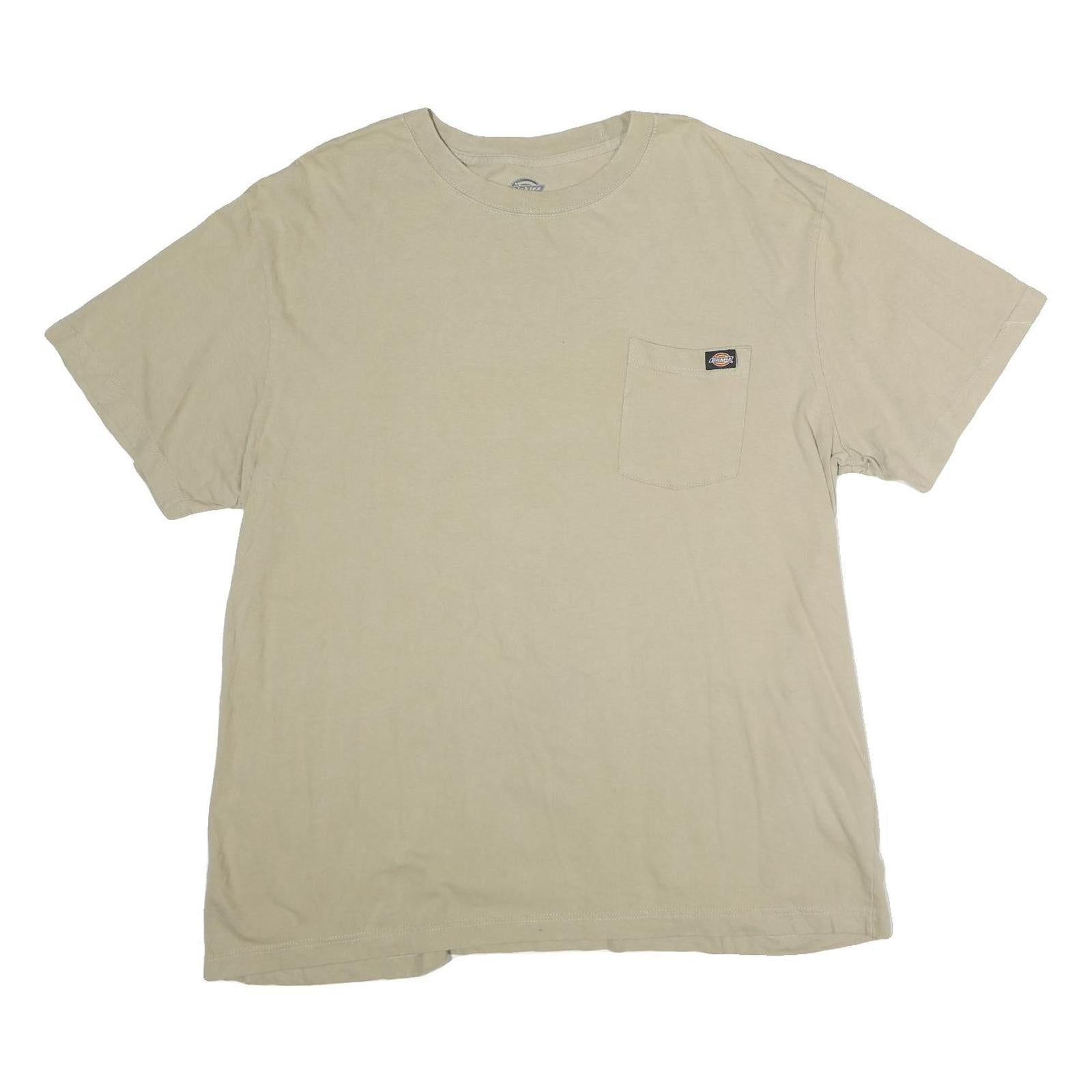 DICKIES Mens Beige Pocket T-Shirt XL Short Sleeve Crew Neck Casual Cotton
