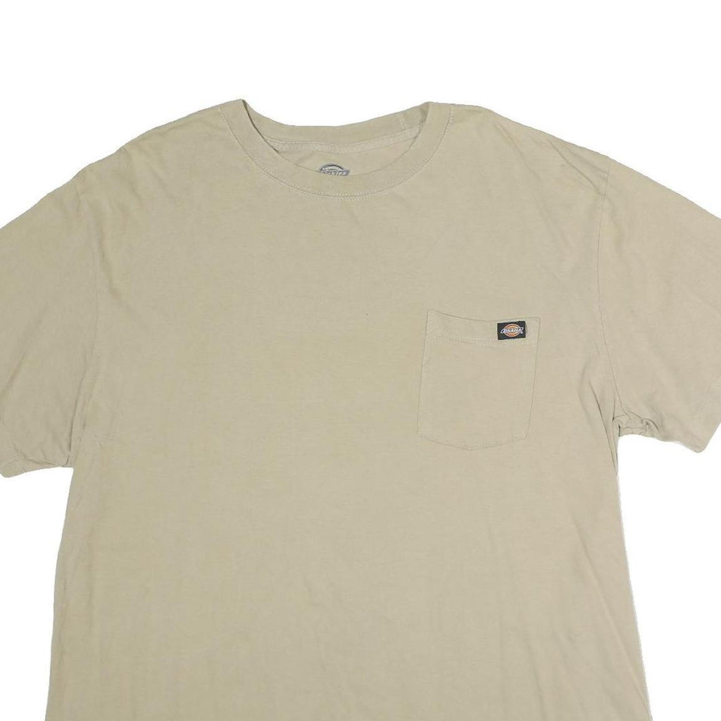 DICKIES Mens Beige Pocket T-Shirt XL Short Sleeve Crew Neck Casual Cotton