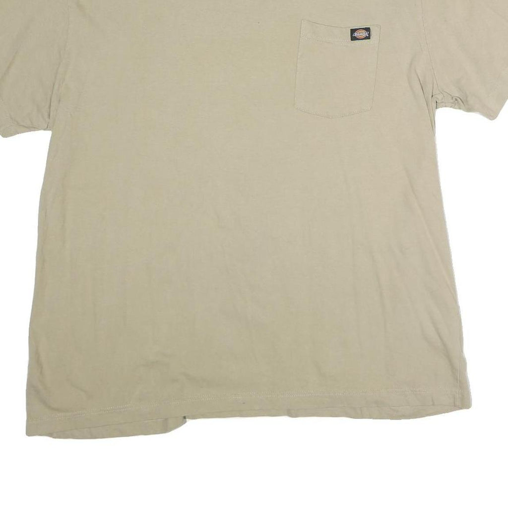 DICKIES Mens Beige Pocket T-Shirt XL Short Sleeve Crew Neck Casual Cotton