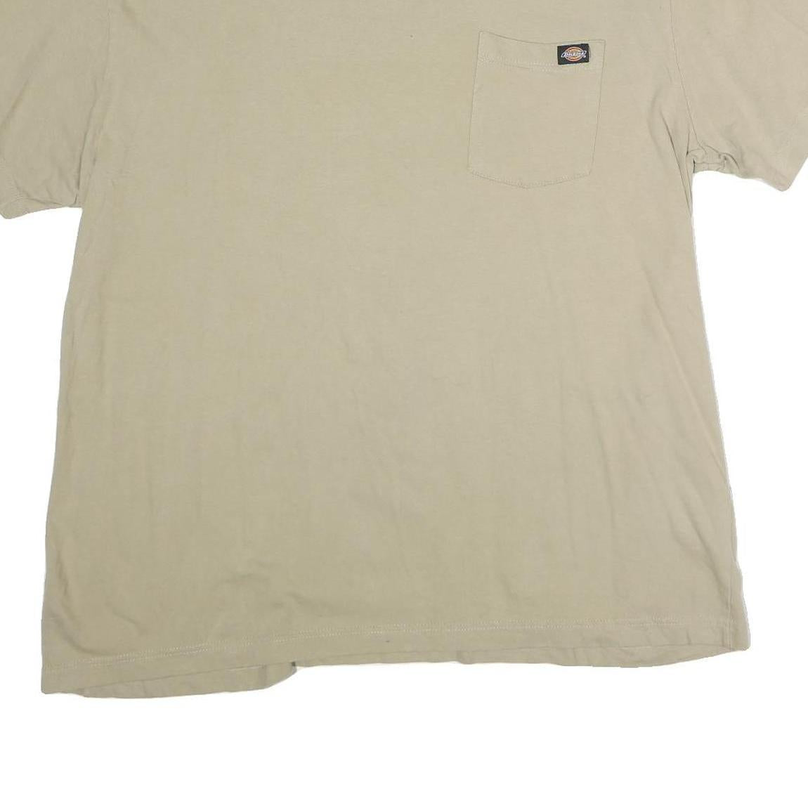 DICKIES Mens Beige Pocket T-Shirt XL Short Sleeve Crew Neck Casual Cotton