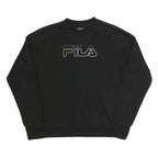 FILA Womens Black Crystal Logo Crew Neck XS Sweatshirt Cotton Blend Casual